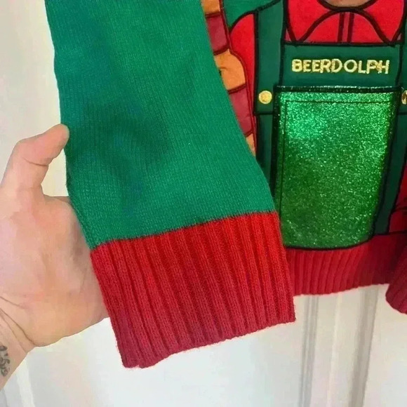 Ugly Holiday Hype Beerdolph Christmas Sweater - Adult XXL - Picture 2 of 9